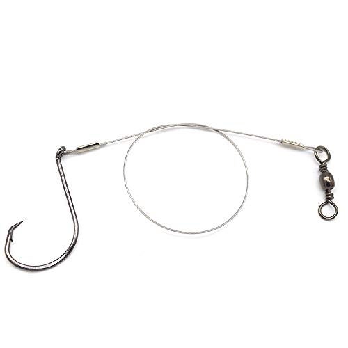 SENYUBBY 1#-8/0# Offset Octopus Hooks Rig, Fishing Wire Leader -Heavy Duty Stainless Steel Wire Line Leaders with Rolling Swivel and Barb Hooks, Fishing Lure Bait Rig Saltwater… - Image 2