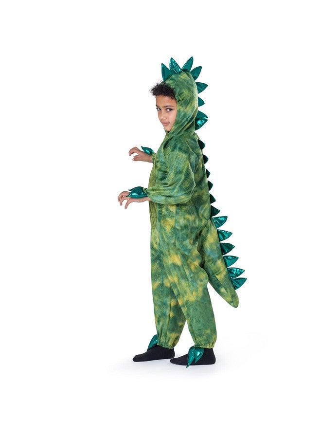 Dress Up America Dress Up America T-Rex Costume for Kids - Dinosaur Costume for Boys and Girls - Green Dino Jumpsuit (Small)  - Image 1