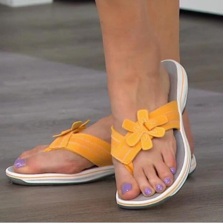 Cross-border large size sandals female 2022 summer new European and American flat bottom flowers home flip-flops foreign trade slippers Lightblue 39 - Image 5