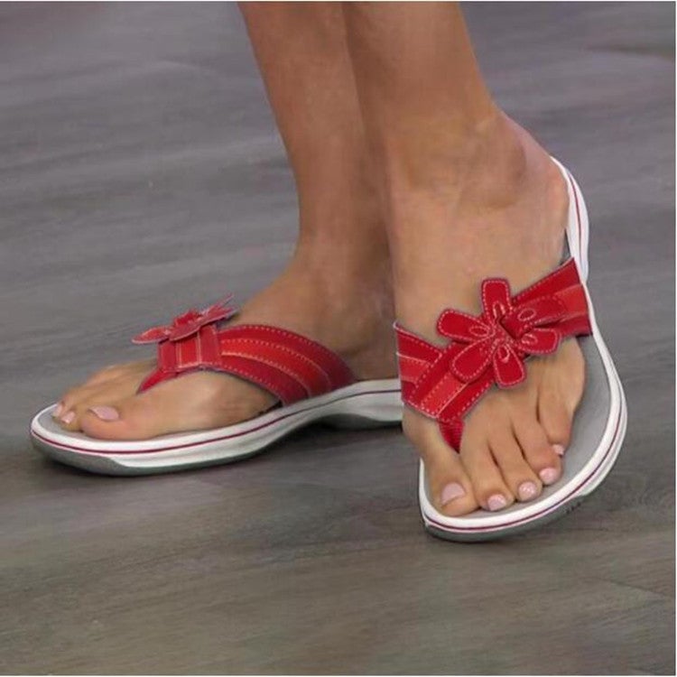 Cross-border large size sandals female 2022 summer new European and American flat bottom flowers home flip-flops foreign trade slippers Lightblue 39 - Image 4