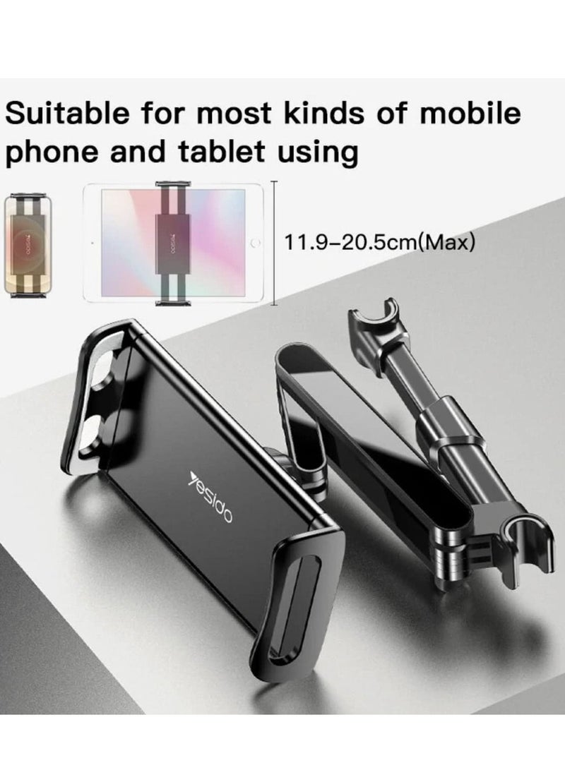 Yesido C117 Car Tablet Headrest Mount Tablet Holder For Car Seat 360 Degree Rotation Compatible With 4.7Inch To 12.9 Inch, Compatible With Tablets/Iphone 13/Ipads/Smartphones - Image 5