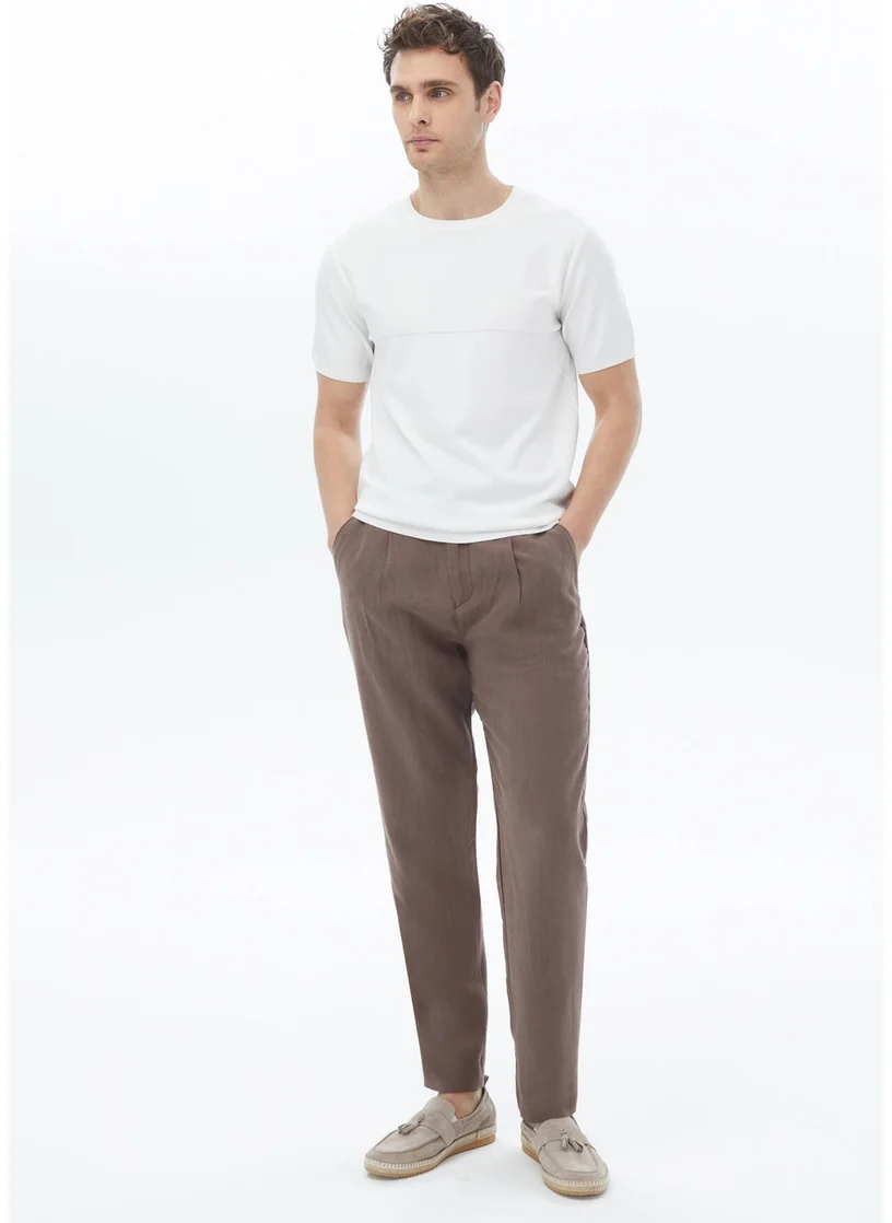 Kip White Crew Neck Reverse Knit Sweater
