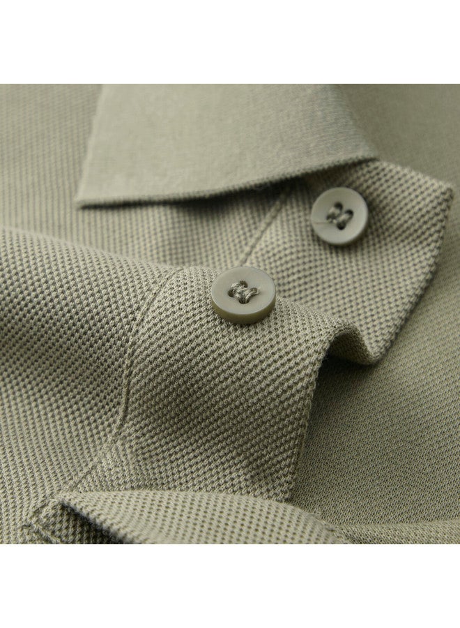 Firs 10a Antibacterial Autumn Long Sleeve Men's Polo Shirt Mesh Pique Cotton Texture Business Casual Collar Top - Image 4