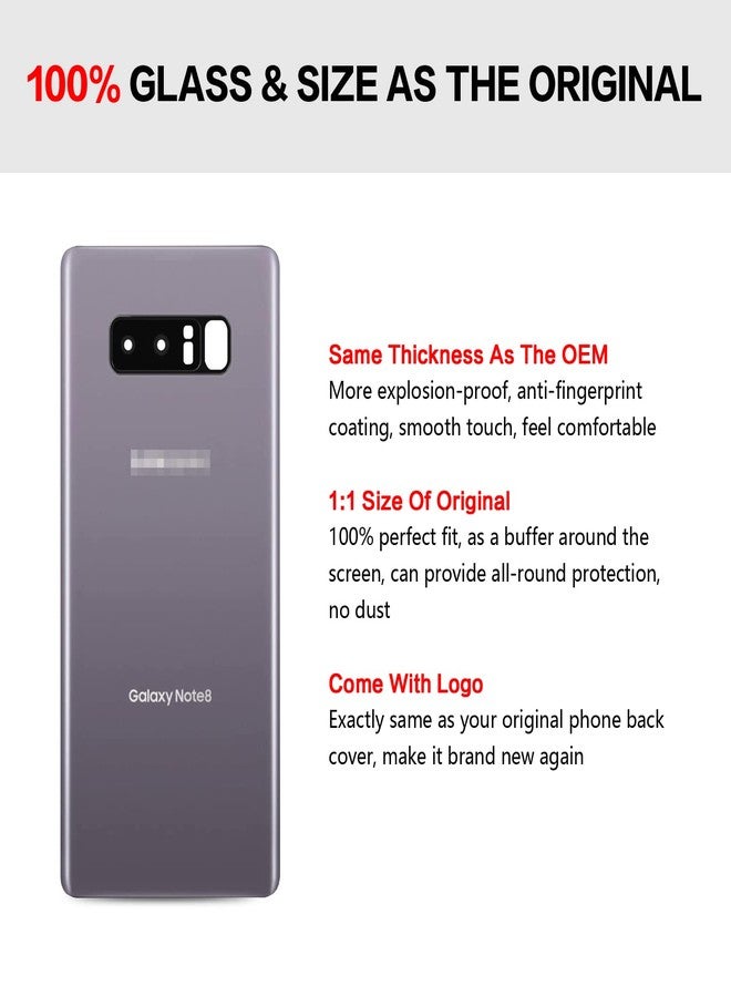 UooFide Compatible for Samsung Galaxy Note 8 Back Glass Cover Replacement 6.3-Inches SM-N950 All Carriers with Installation Manual + Repair Tool Kit (Orchid Gray) - Image 2