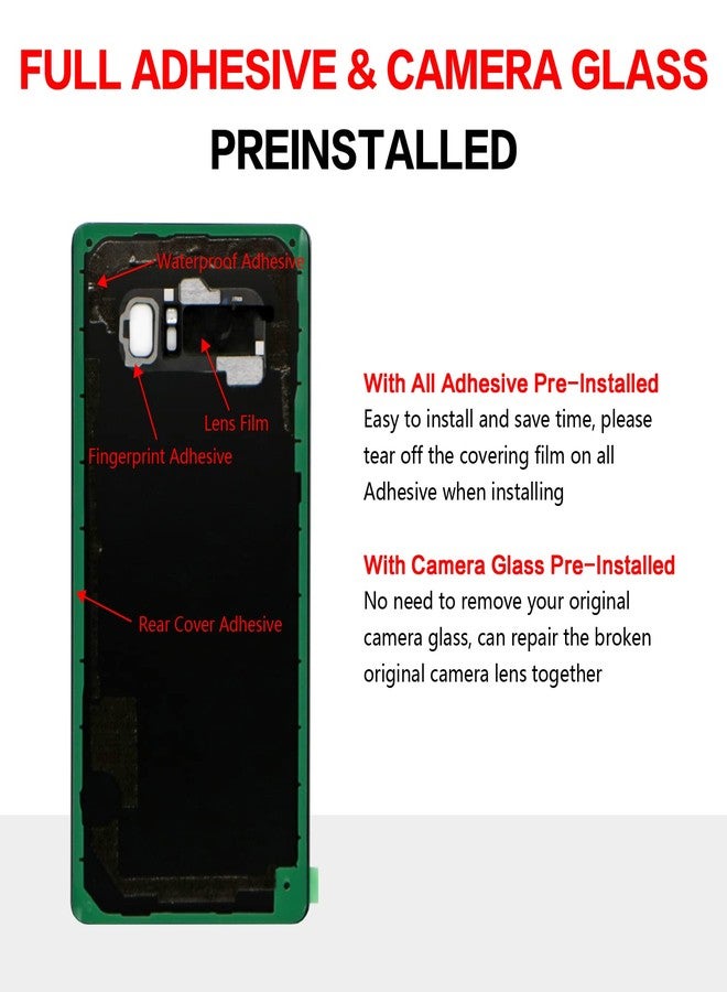 UooFide Compatible for Samsung Galaxy Note 8 Back Glass Cover Replacement 6.3-Inches SM-N950 All Carriers with Installation Manual + Repair Tool Kit (Orchid Gray) - Image 4