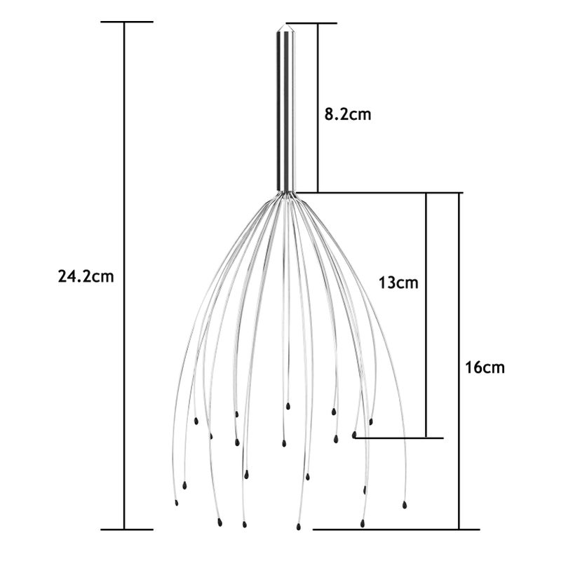 Stainless Steel Head Massage Claw + Telescopic Back Scratcher + Finger Massager Ring Massage Set - Image 5