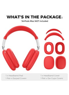 Suitable For Apple Airpods Max Solid Color Protective Case Apple Headset Soft Case Silicone Four-piece Set-Specifications:Red Four-piece Set