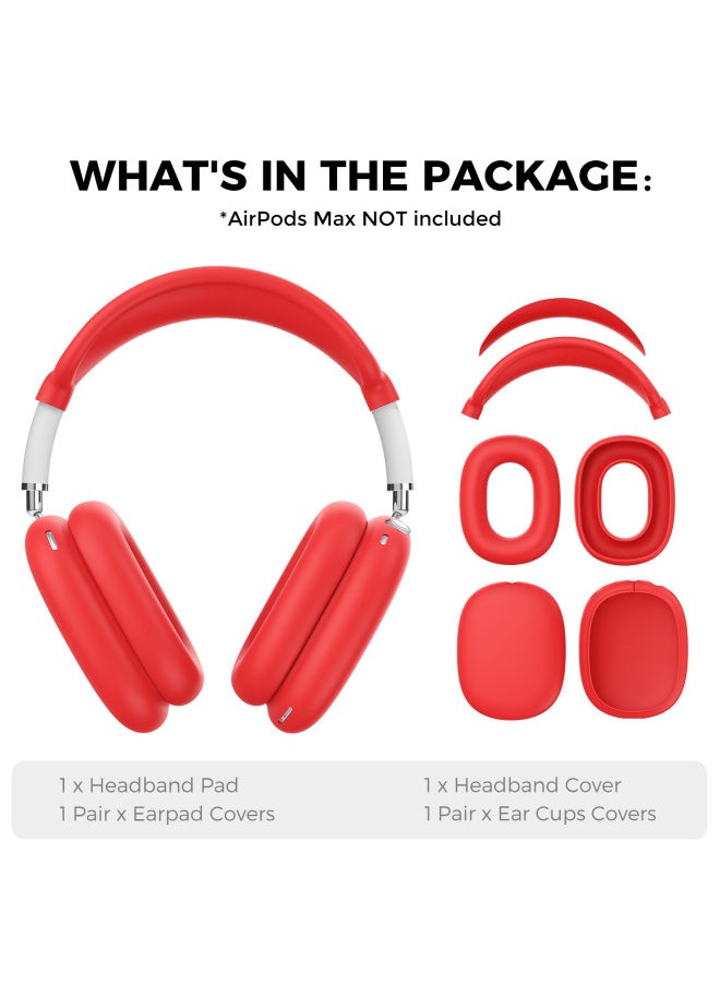 Generic - Suitable For Apple Airpods Max Solid Color Protective Case Apple Headset Soft Case Silicone Four-piece Set-Specifications:Red Four-piece Set - Image 1