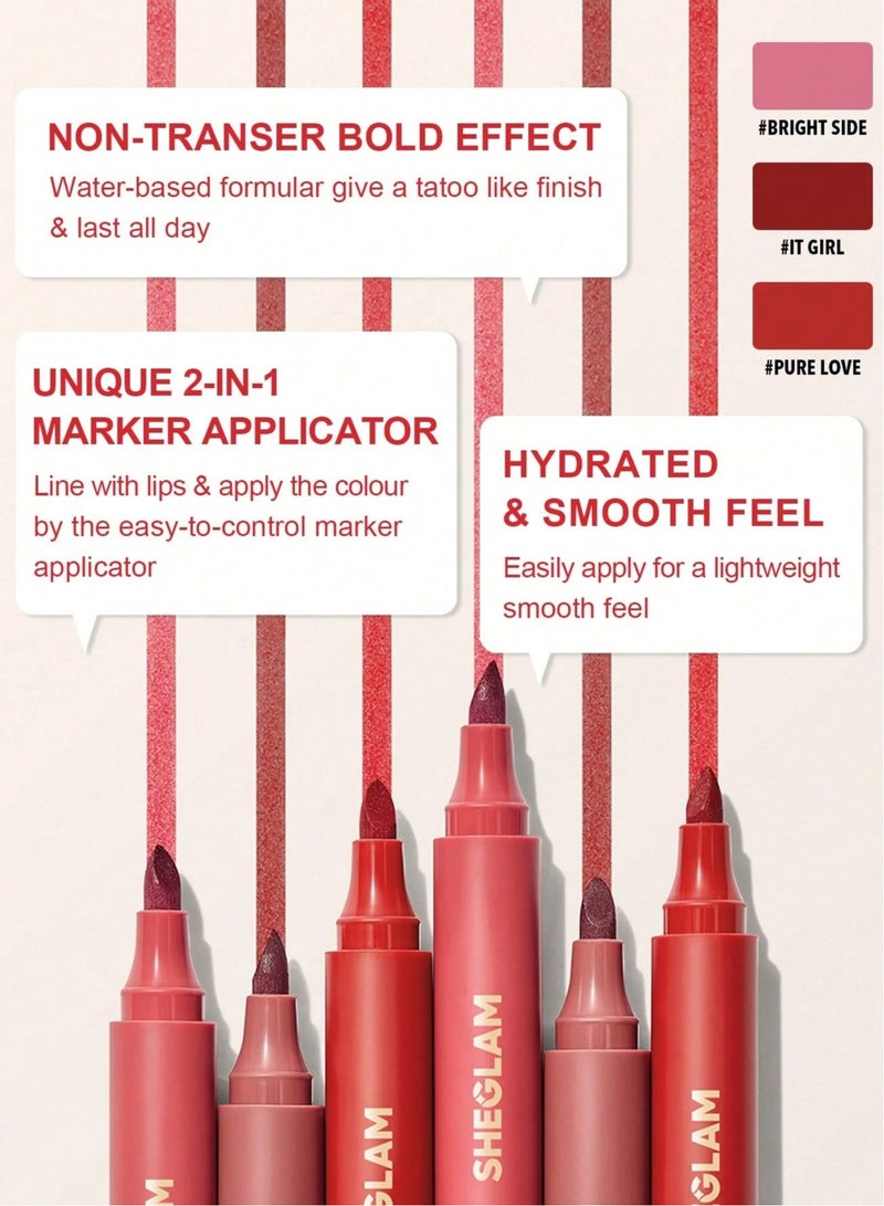 SHEGLAM Love Stained Lip Tint Marker - Bright Side Red - Image 4