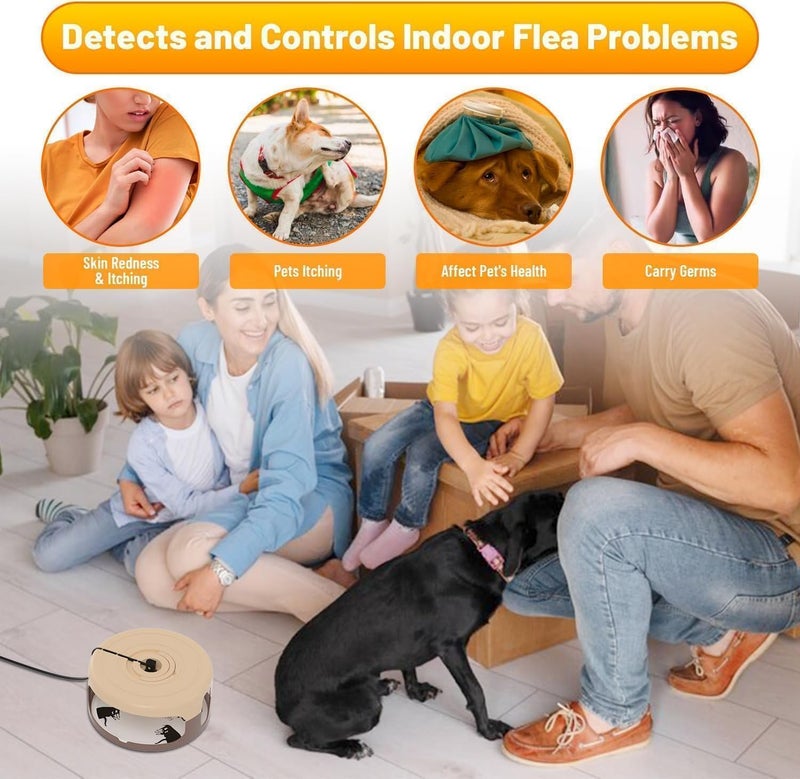 outtkitywi 2 Pack Flea Traps for Inside Your Home, Indoor Flea Light, Bed Bug Killer with 8 Sticky Pads & 4 Light Bulb, Odorless Natural Insect Infestation Treatment Trap for Kid Pet - Image 2