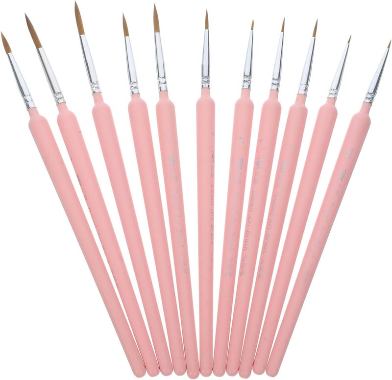 11pcs Miniature Painting Brush Set Fine Supplies for Watercolor and Oil Painting Lightweight Portable for Beginners and Professionals - Image 1