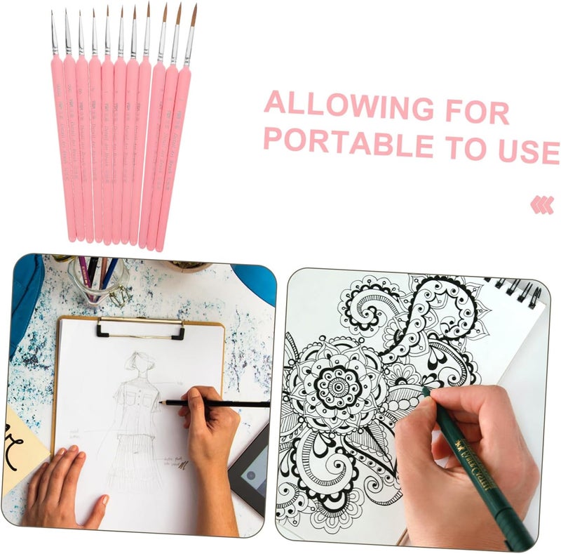 11pcs Miniature Painting Brush Set Fine Supplies for Watercolor and Oil Painting Lightweight Portable for Beginners and Professionals - Image 5