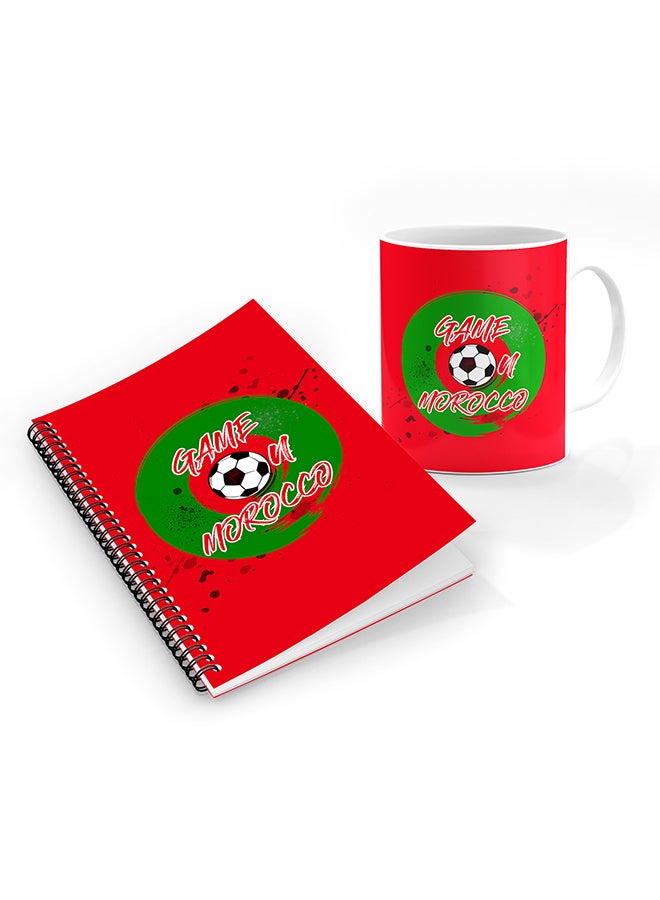 Stylizedd Designer Printed Coffee Mug + A5 Spiral Notebook Memo Notepad Journal Personalised Combo Gift Set Game on Morocco 