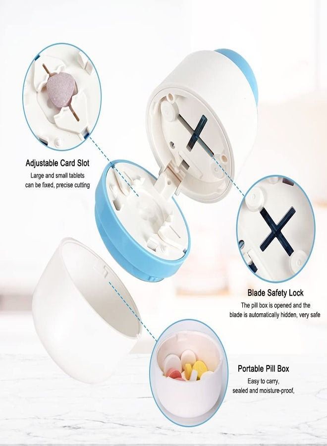 Pill Cutter Pill Splitter with Hidden Stainless Steel Blade for Cutting Small Pills or Large Pills in Half or Quarter Suitable for Cutting Vitamins Tablets Portable for Going Out or Traveling