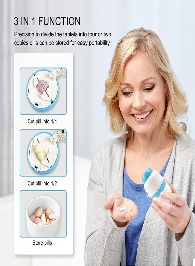 Pill Cutter Pill Splitter with Hidden Stainless Steel Blade for Cutting Small Pills or Large Pills in Half or Quarter Suitable for Cutting Vitamins Tablets Portable for Going Out or Traveling