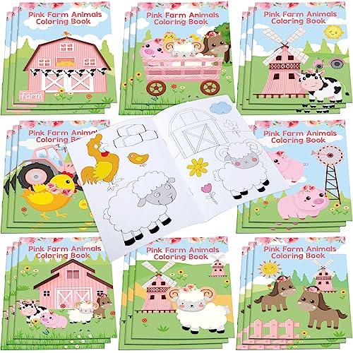 Faccito 24 Pack Coloring Books for Kids Ages 13 Mini Coloring Books for Toddlers Bulk Birthday Party Favors Preschool Classroom Summer ActivitiesPink Farmhouse - Image 1