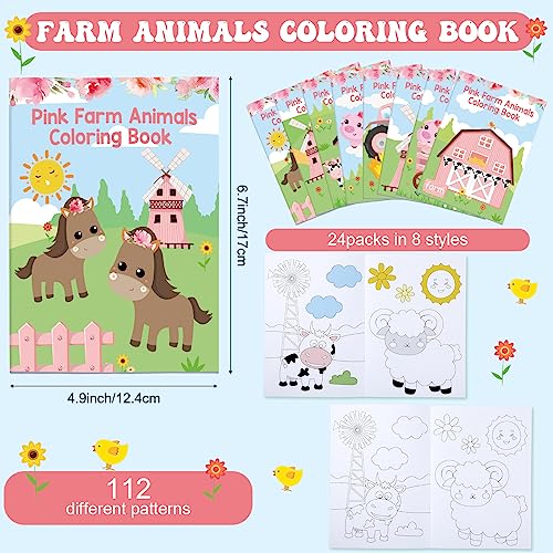 Faccito 24 Pack Coloring Books for Kids Ages 13 Mini Coloring Books for Toddlers Bulk Birthday Party Favors Preschool Classroom Summer ActivitiesPink Farmhouse - Image 5