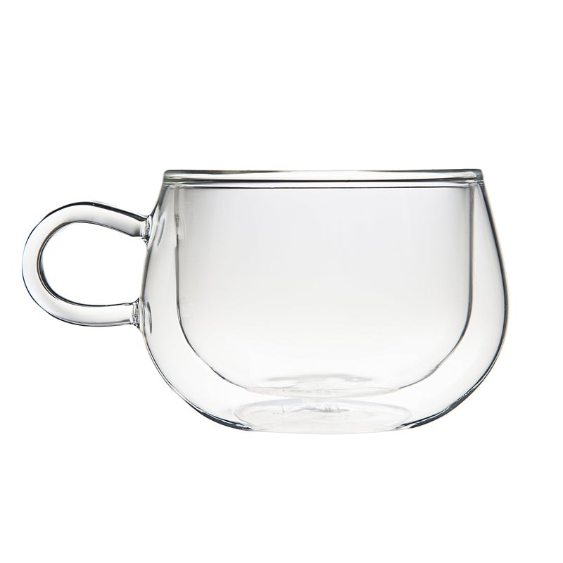 EZ Life Borosilicate Double Walled Round Mug Glass Coffee Cups with Handle, Glasses Cappuccino Mug, Drinking Glasses for Coffee & Tea, Insulated Glass, Dishwasher Safe-Transparent- 200 ml (4) - Image 3