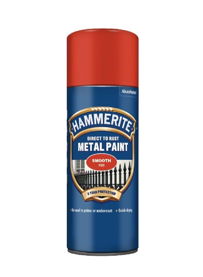 Hammerite Aerosol Spray Paint Smooth Red 400ML - Image 1
