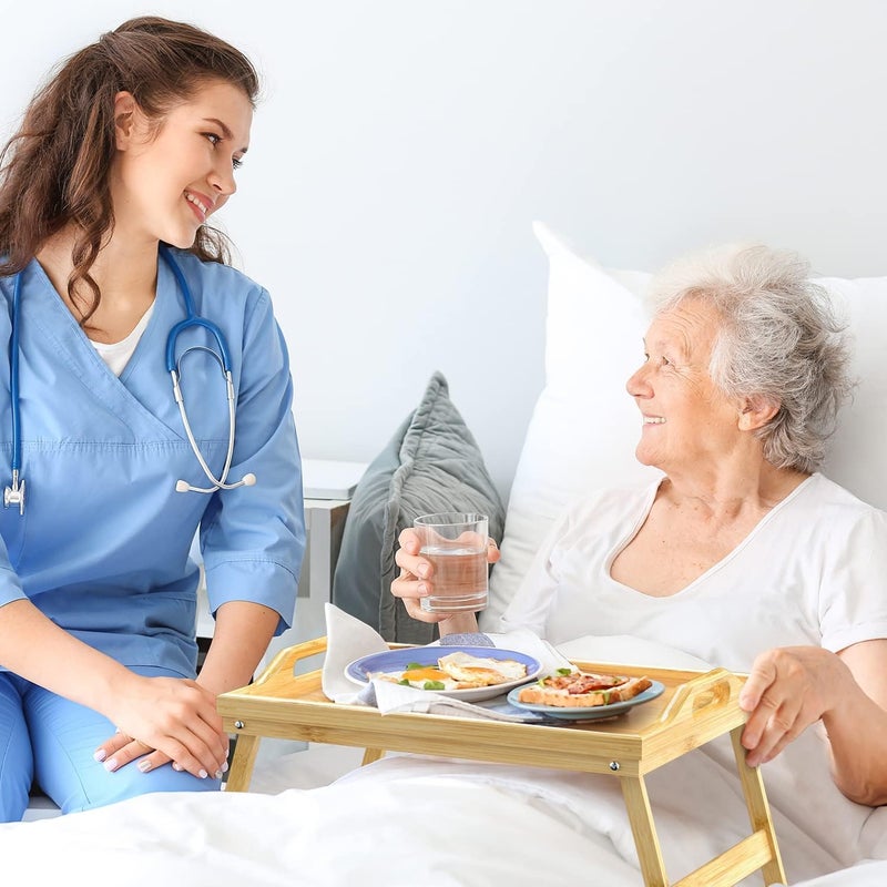 Harmony Home Bamboo Foldable Breakfast Table – Multifunctional Laptop Desk, Bed Table & Serving Tray with Folding Legs & Handles - Image 2