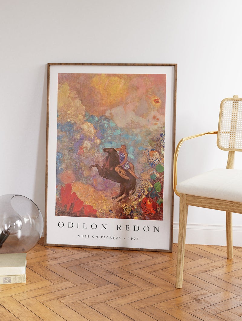 TNESSENTIAL Odilon Redon Print, Muse on Pegasus, Horse Art, Psychedelic Wall Decor - Image 3