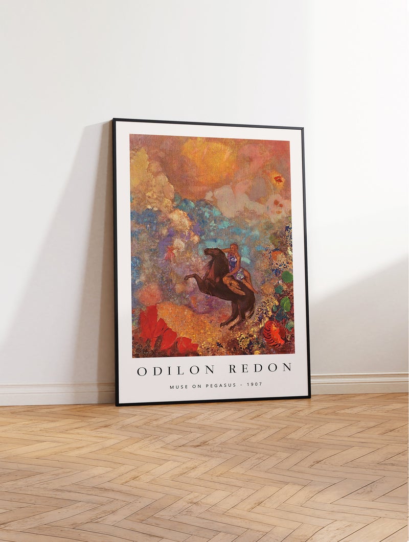 TNESSENTIAL Odilon Redon Print, Muse on Pegasus, Horse Art, Psychedelic Wall Decor - Image 2