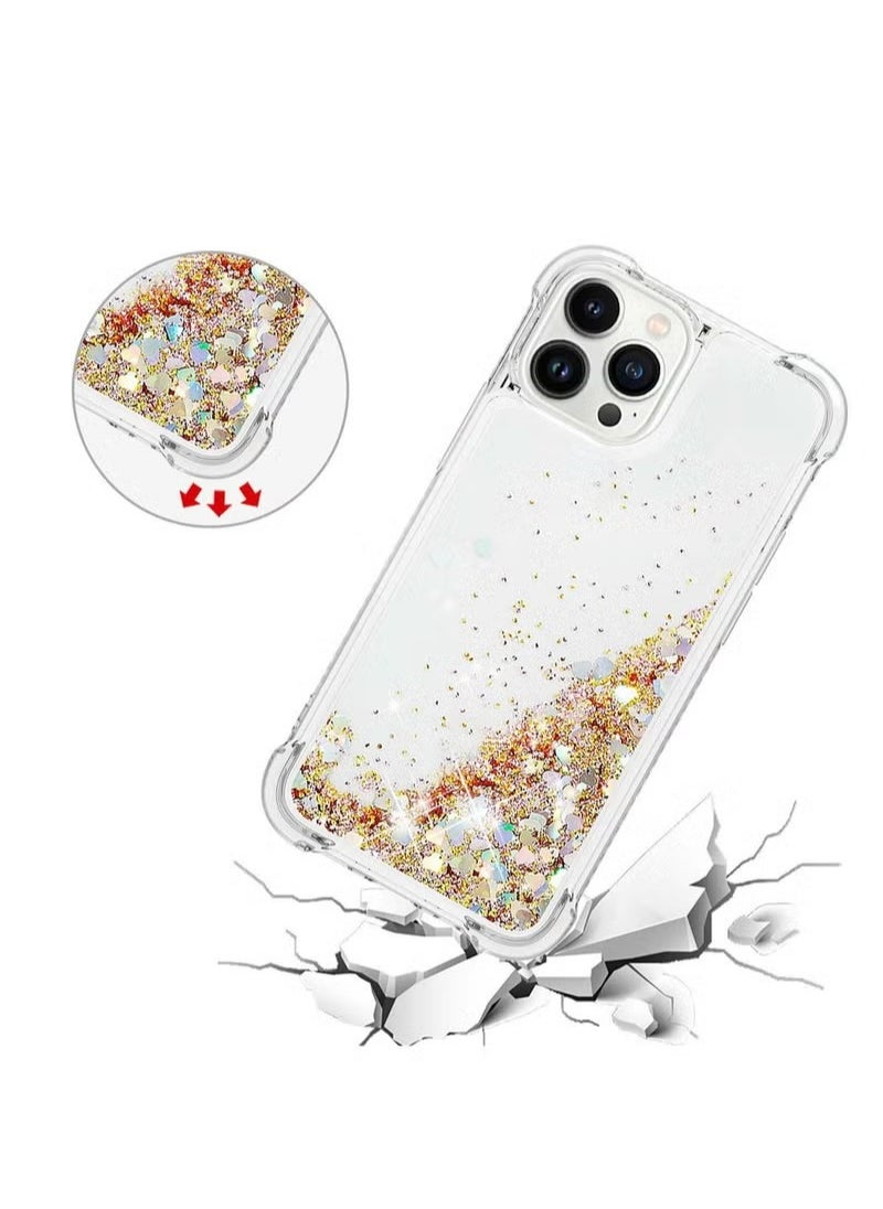 X-level iPhone 15 Pro Case For Women Girls Liquid Glitter Cover Sparkly Clear Shiny Bling Sparkle Phone Back Accessory Protection For iPhone 15 Pro Case Transparen  - Image 3