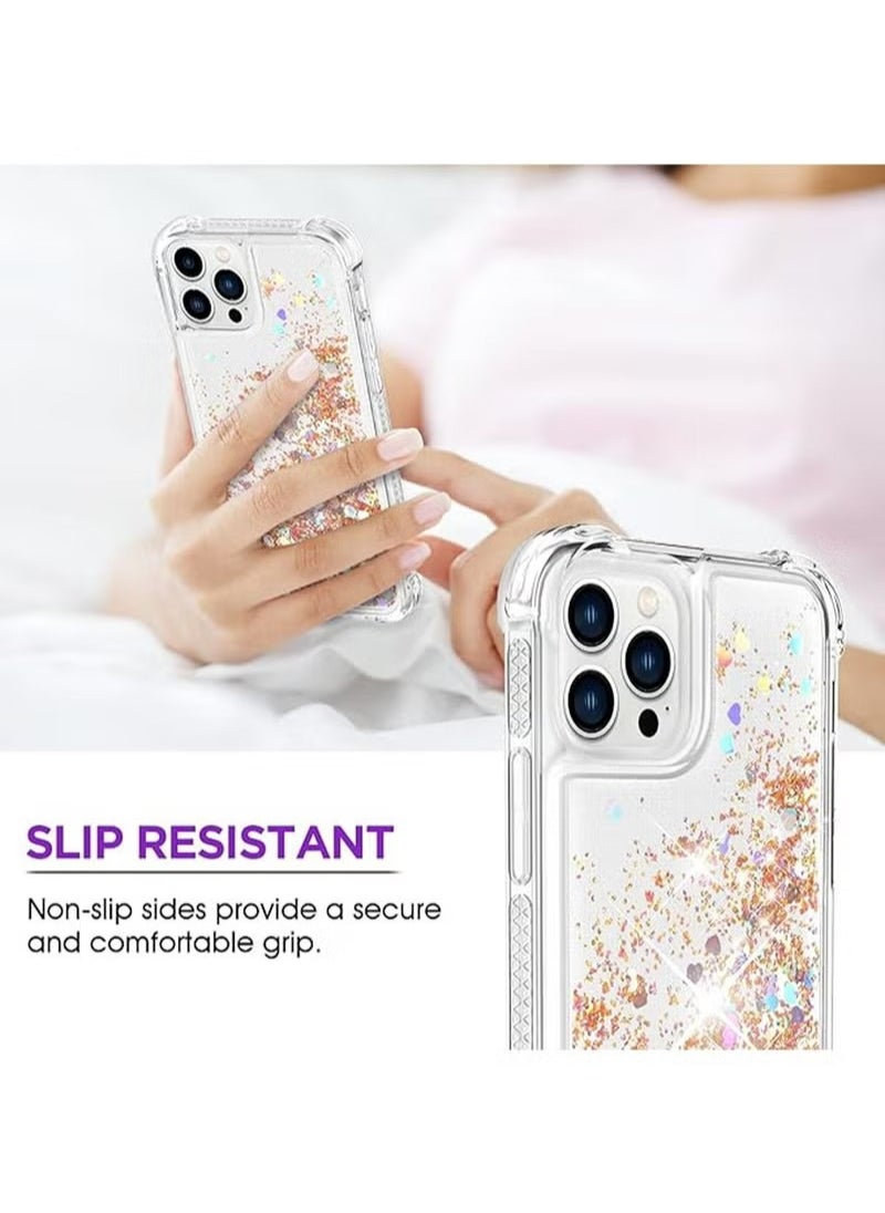 X-level iPhone 15 Pro Case For Women Girls Liquid Glitter Cover Sparkly Clear Shiny Bling Sparkle Phone Back Accessory Protection For iPhone 15 Pro Case Transparen  - Image 5