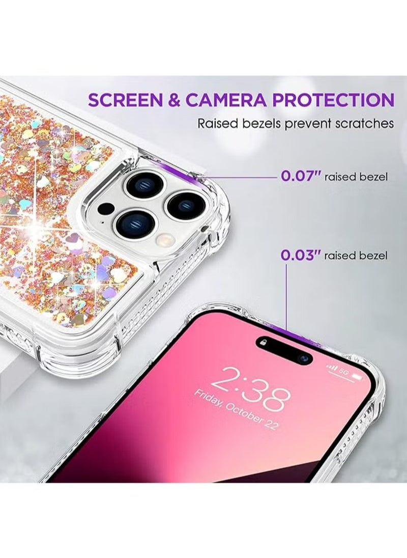 X-level iPhone 15 Pro Case For Women Girls Liquid Glitter Cover Sparkly Clear Shiny Bling Sparkle Phone Back Accessory Protection For iPhone 15 Pro Case Transparen  - Image 4