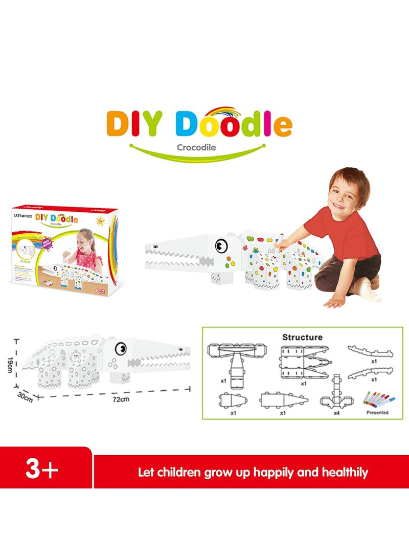 Eazy Kids DIY Doodle Coloring Kit w/ Set of 6 Sketch Pens - Crocodile - Image 5