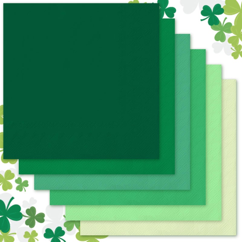 Whaline 120 Sheet St. Patrick's Day Green Cocktail Napkin 2 Ply Gradient Green Paper Napkins Disposable Beverage Napkins for Saint Patrick's Day Irish Holiday Party Supplies - Image 1