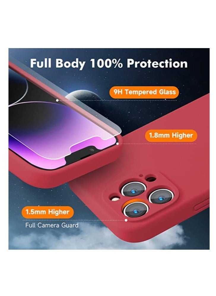 Raxoom iPhone 14 Pro Max + 2 Pack Tempered Glass Screen Protector Magsafe Case Silicone Phone Case with Microfiber Lining for iPhone 14 Pro Max 6.7 inch 2022,Red - Image 5