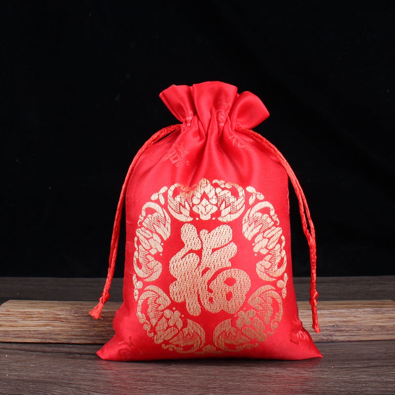 Spot Drawstring Dafu Packaging Gift Bag Red Silk New Year Bags Bag Bag Logo Happy Bag - Image 1