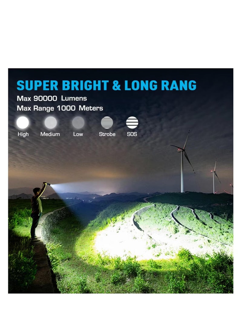 90000 Lumen High Power Waterproof Flashlight Lamp Ultra Bright 5 Mode - Image 4