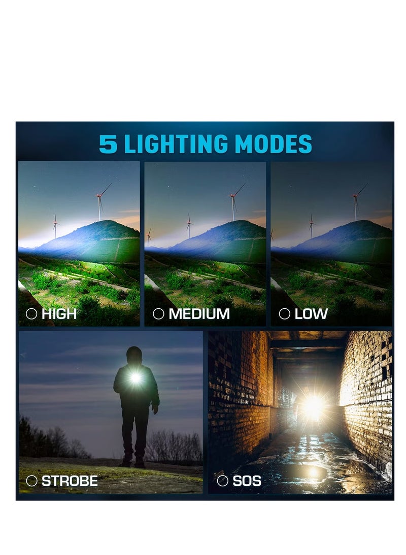 90000 Lumen High Power Waterproof Flashlight Lamp Ultra Bright 5 Mode - Image 5