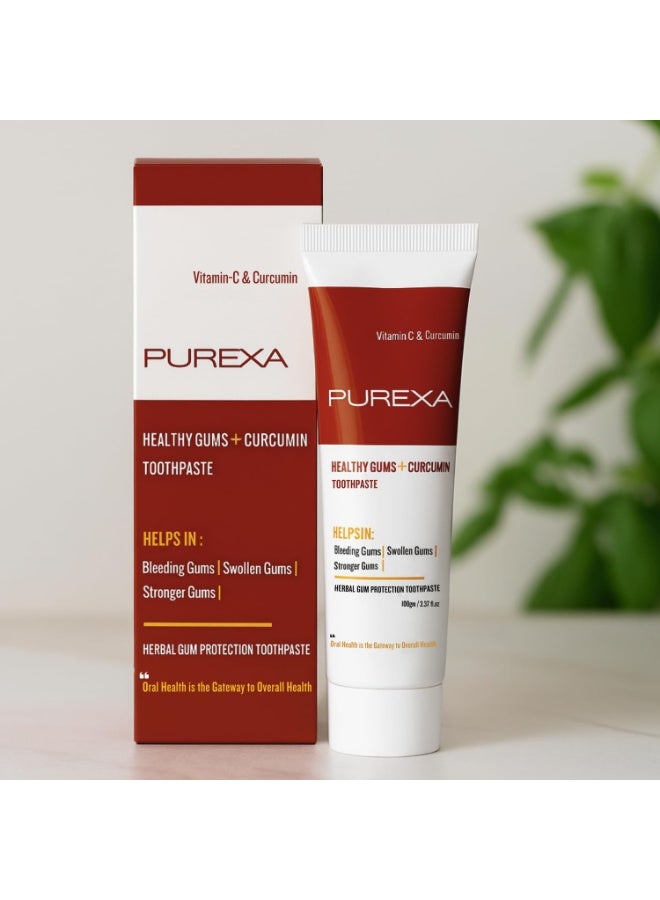 PUREXA Healthy Gums Curcumin Toothpaste Pack of 1 ( 100g ) | Reduces Gum Bleeding & Swelling | Protects Against Gum Problems | Strengthens Gums with Herbal Ingredients | Helps Prevent Bad Breath for Men & Women - Image 4