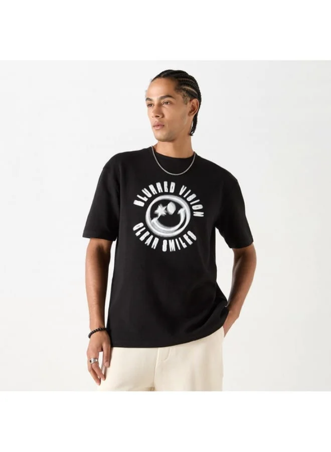 SP Characters Graphic Print T-shirt with Short Sleeves and Crew Neck