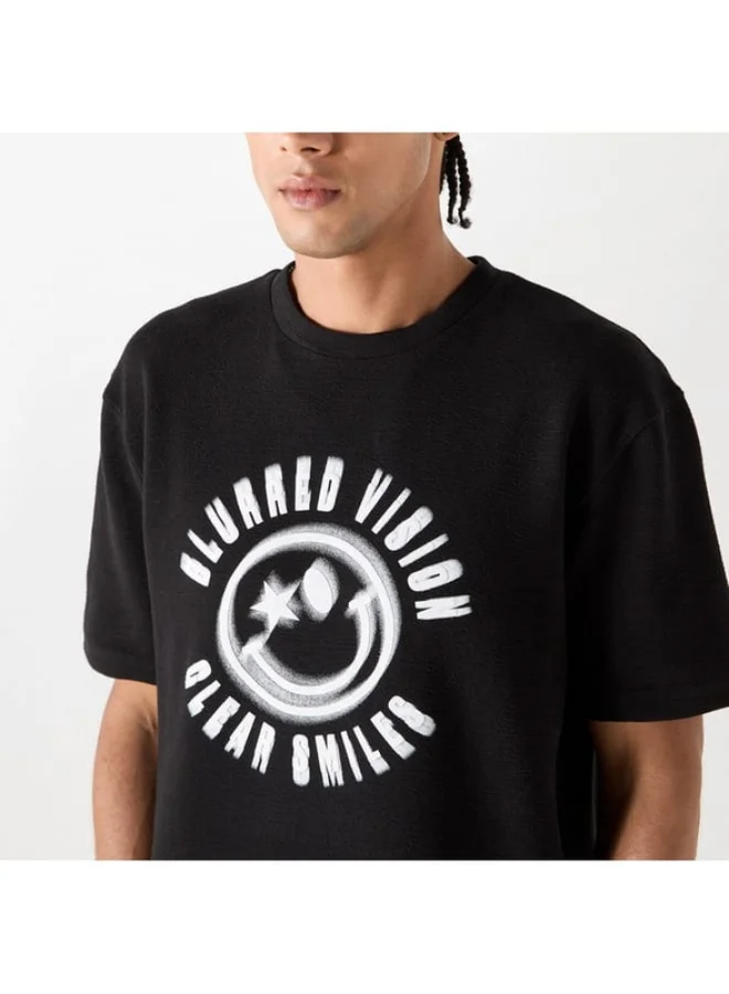 SP Characters Graphic Print T-shirt with Short Sleeves and Crew Neck