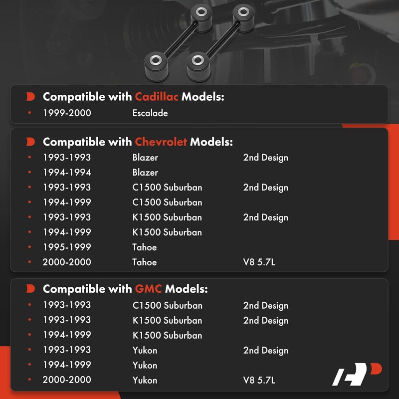 A-Premium Rear Sway Bar Links for Chevrolet and GMC - Image 2