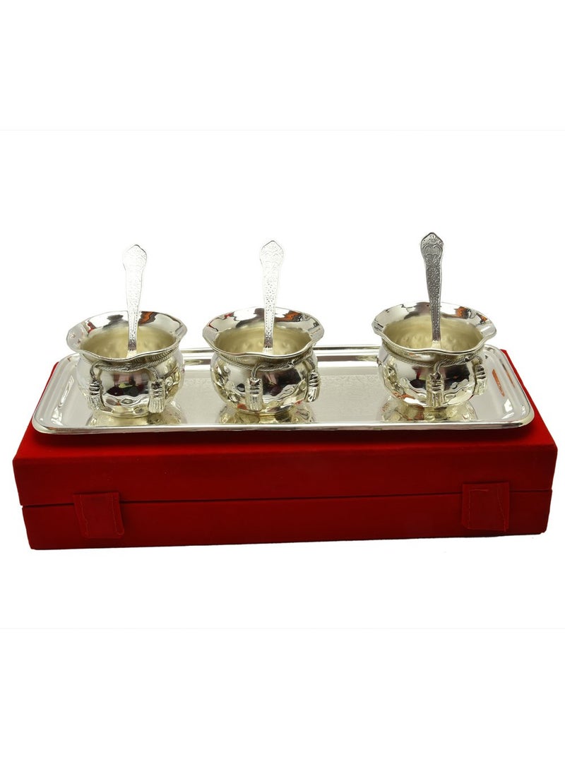 AC ANAND CRAFTS AC ANAND CRAFTS Silver Plated Brass Handi Set 7 Pcs for Diwali Gift  - Image 3