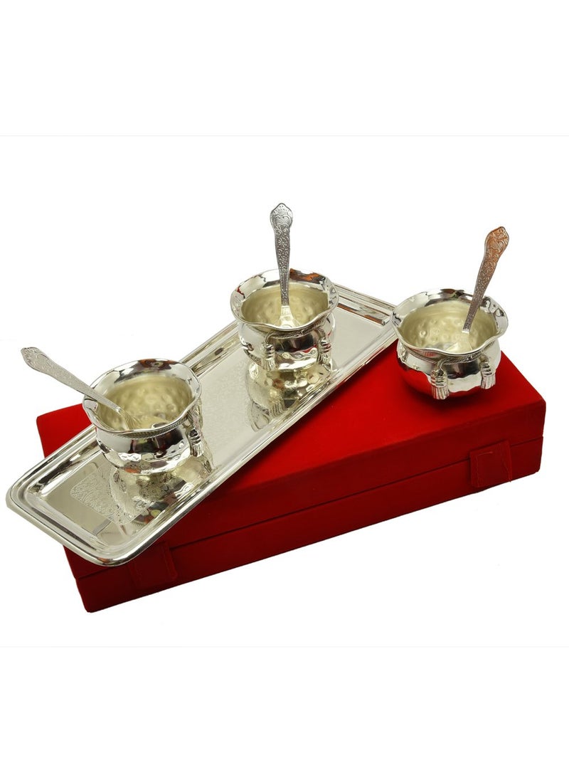 AC ANAND CRAFTS AC ANAND CRAFTS Silver Plated Brass Handi Set 7 Pcs for Diwali Gift  - Image 2