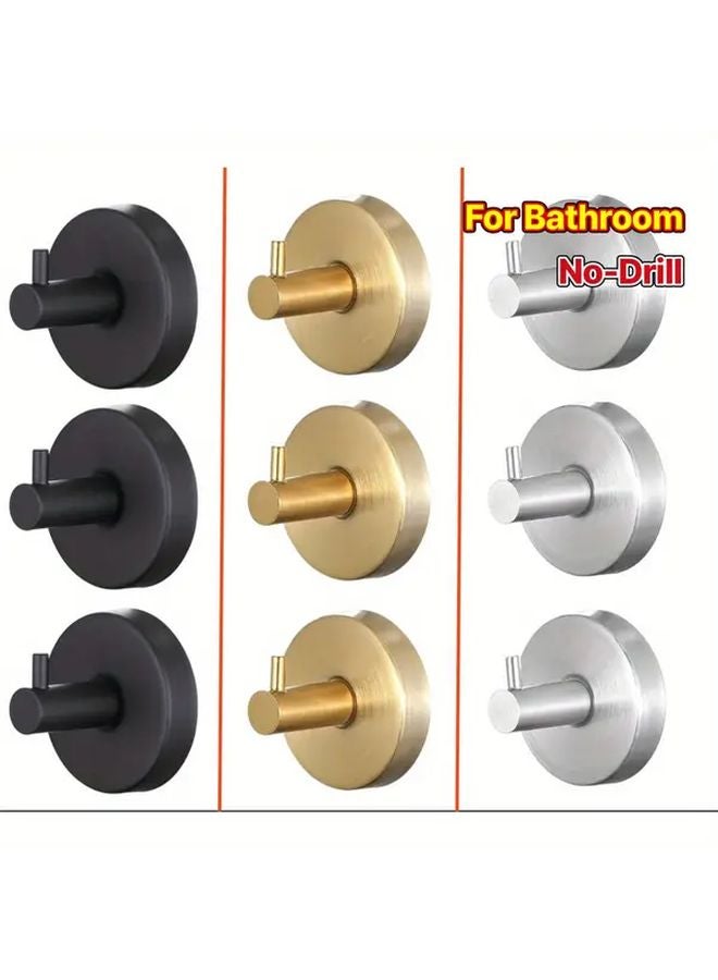 3Pcs Black Stainless Steel Suction Cup Hooks No Drill Wall Mount For Towels - Image 2