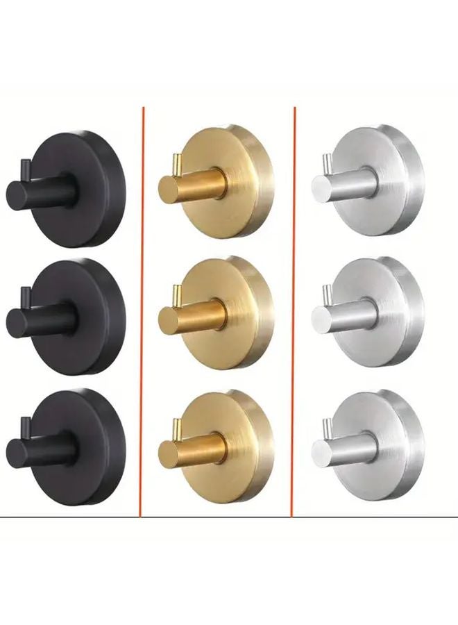 3Pcs Black Stainless Steel Suction Cup Hooks No Drill Wall Mount For Towels - Image 3