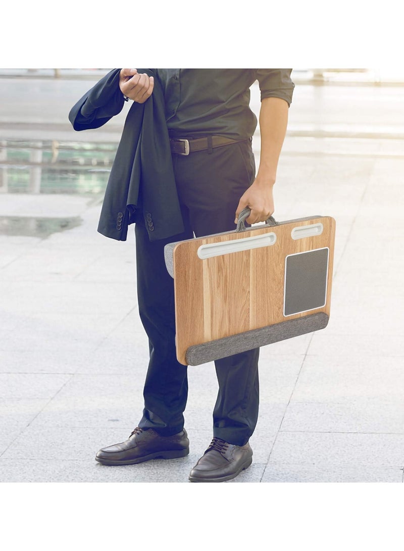 DubaiGallery Bamboo Wooden Lap Tray Portable Bed Lap Laptop Desk Holder Study Table Laptop Stand Computer Desk With Pillow Cushion - Image 4