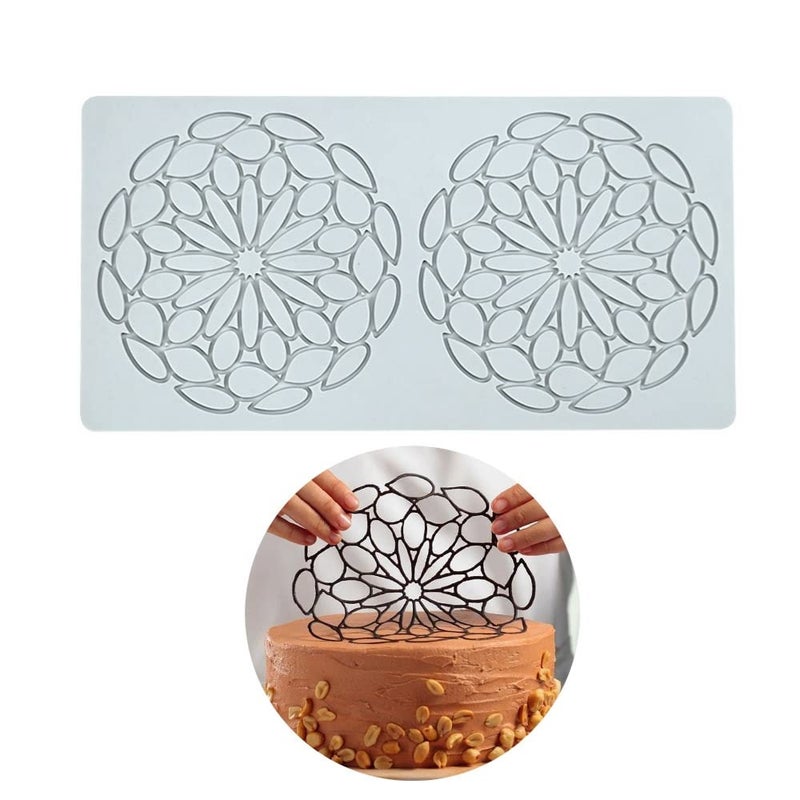 TUKE Silicone Molds 3D Hollow Leaf Chocolate Molds Honeycomb Bee Candy Mold Flower Pattern Fondant Mold Cake Topper Sugar Craft Decoration (J_Flower_10.4 * 5.28 * 0.12inch) - Image 1