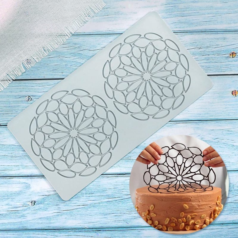 TUKE Silicone Molds 3D Hollow Leaf Chocolate Molds Honeycomb Bee Candy Mold Flower Pattern Fondant Mold Cake Topper Sugar Craft Decoration (J_Flower_10.4 * 5.28 * 0.12inch) - Image 2