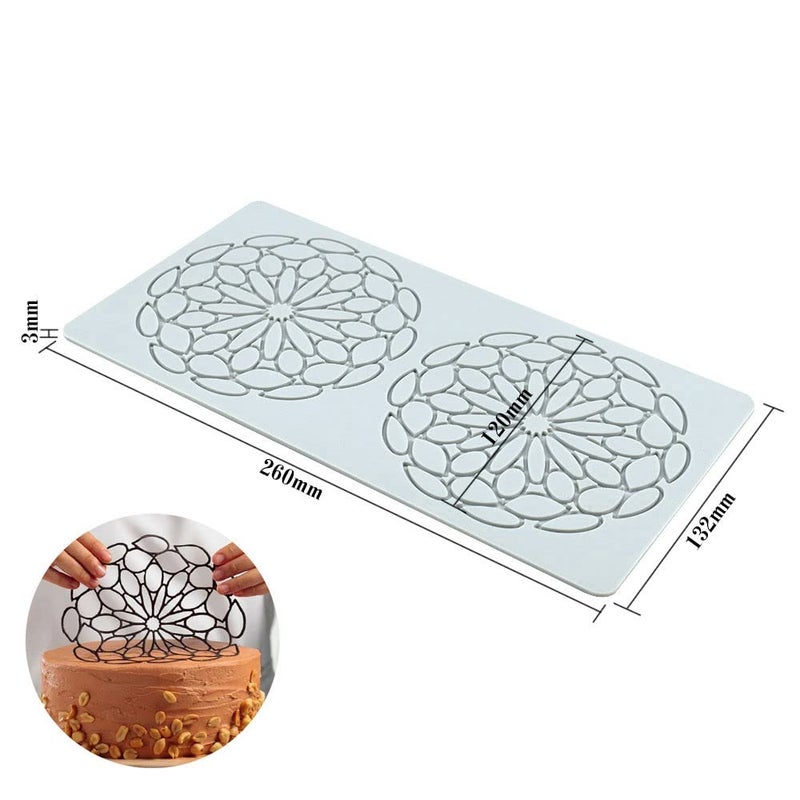 TUKE Silicone Molds 3D Hollow Leaf Chocolate Molds Honeycomb Bee Candy Mold Flower Pattern Fondant Mold Cake Topper Sugar Craft Decoration (J_Flower_10.4 * 5.28 * 0.12inch) - Image 3