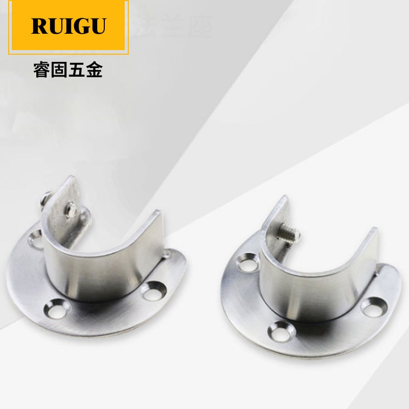 Thickened Stainless Steel Clothes Tube Holder Clothes Rail Wardrobe Clothes Holder Stainless Steel Round Tube Opening Flange Seat 32 25Mm - Image 2