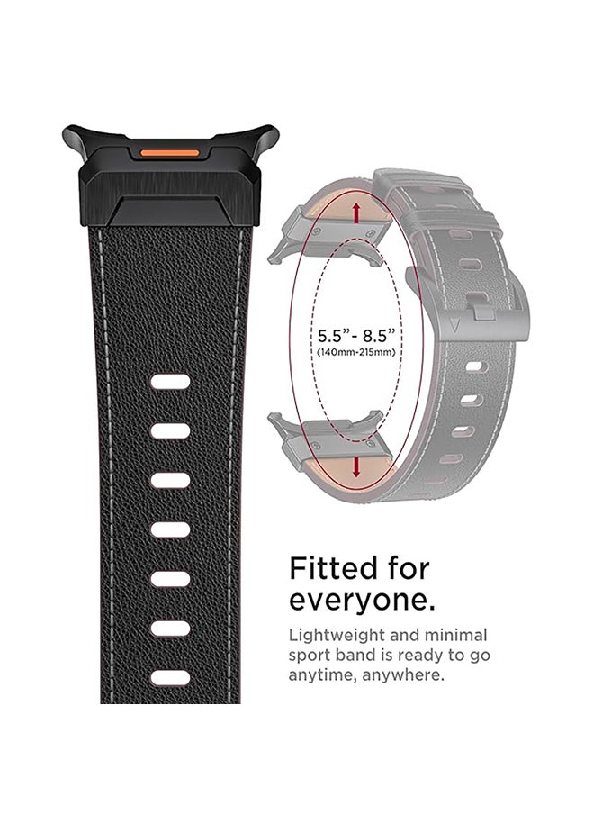 O Ozone Leather Bands Compatible with Samsung Galaxy Watch 7 Ultra Bands 47mm, Sturdy Stainless Steel Metal Connector Strap for Samsung Watch Ultra 7 for Men Women - Black  - Image 5