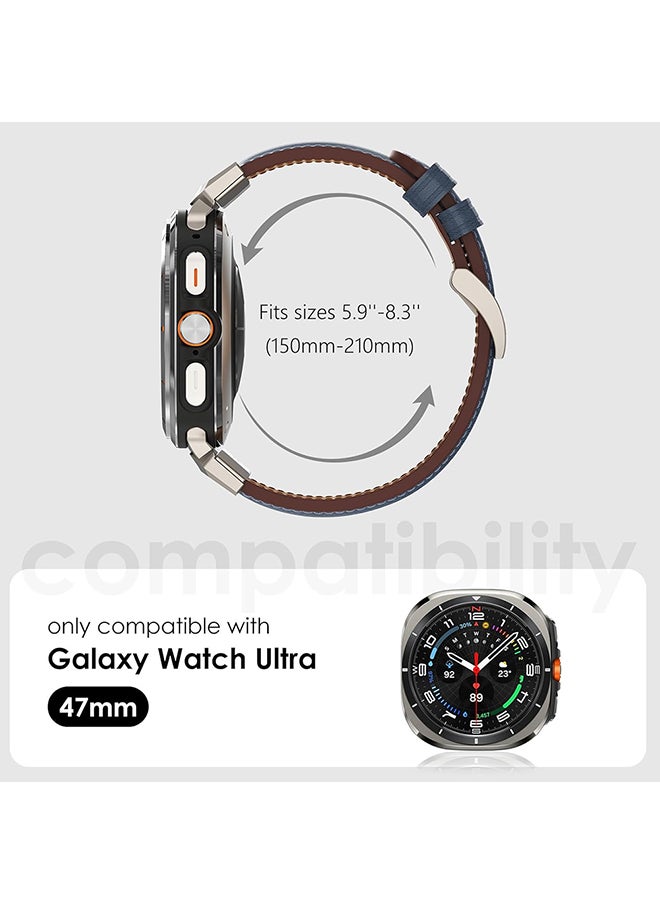 O Ozone Leather Bands Compatible with Samsung Galaxy Watch 7 Ultra Bands 47mm, Sturdy Stainless Steel Metal Connector Strap for Samsung Watch Ultra 7 for Men Women - Black  - Image 2